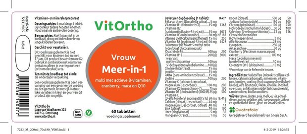 VitOrtho Meer-in-1 Vrouw ingredientenlijst